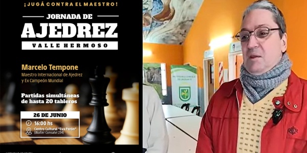 Valle Hermoso: el maestro internacional Tempone dará una exhibición de ajedrez simultáneo