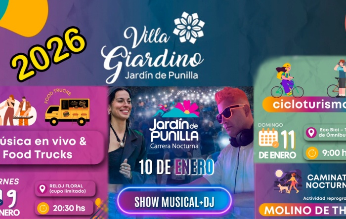 Villa Giardino: todo el calendario para este 09,10 y 11 de enero