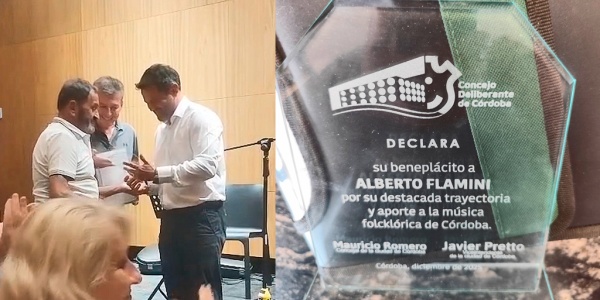 El Concejo Deliberante de Córdoba distinguió la trayectoria de Alberto Flamini