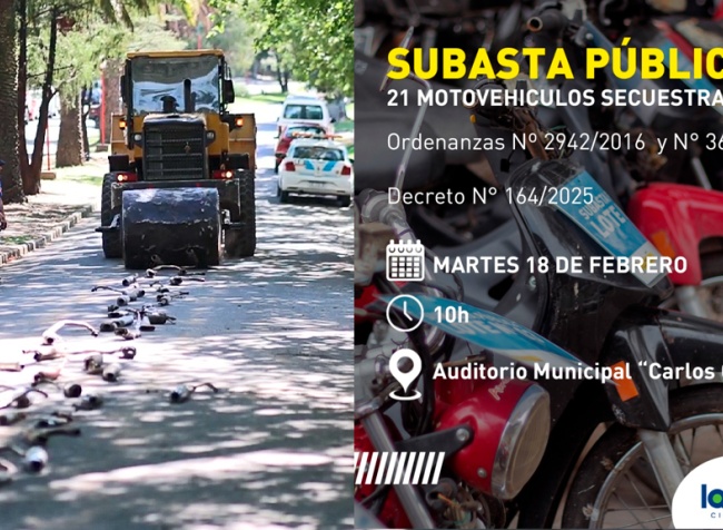 Nueva subasta pública de motovehículos en La Falda