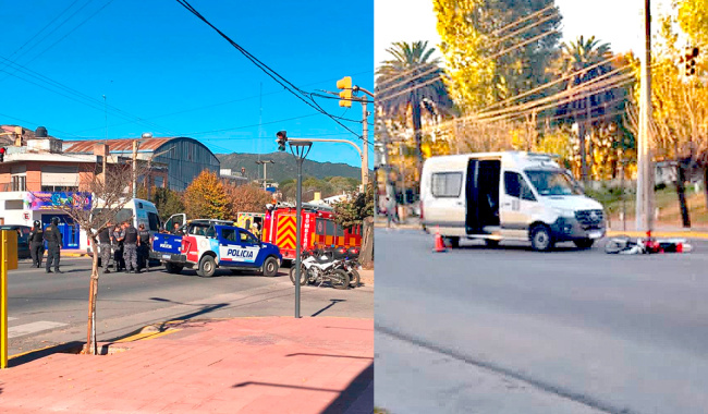 Trasladaban detenidos a Córdoba e impactaron contra una moto en La Falda