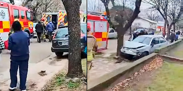 La Falda: un auto fuera de control chocó contra un vehículo estacionado y un árbol