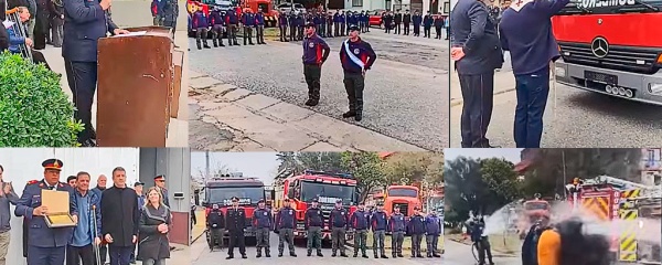 La Falda: Bomberos conmemoraron su día con entrega de estrellas, caravana y bautismo