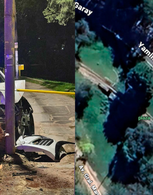 Huerta Grande: un joven resultó ileso tras colisionar su vehículo contra un poste