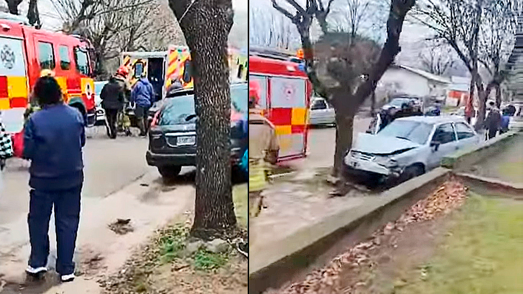 La Falda: un auto fuera de control chocó contra un vehículo estacionado y un árbol