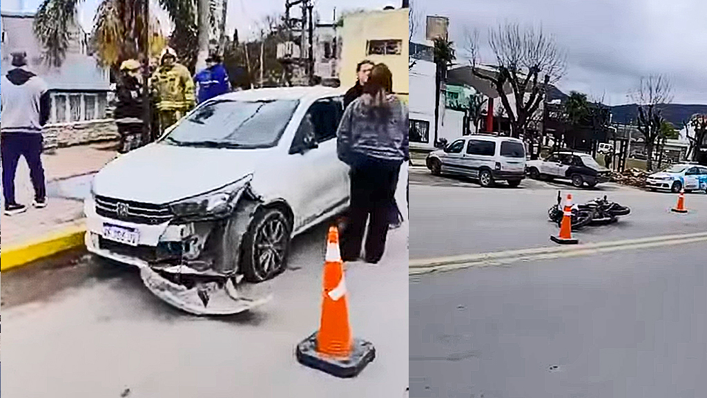 Terminal de La Falda: un motociclista resultó herido tras colisionar con un auto estacionado 