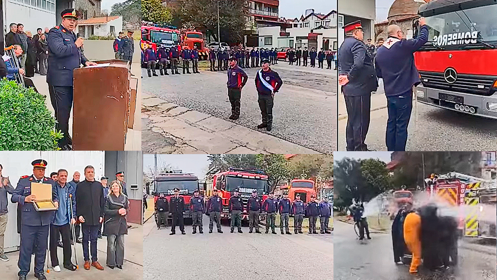 La Falda: Bomberos conmemoraron su día con entrega de estrellas, caravana y bautismo