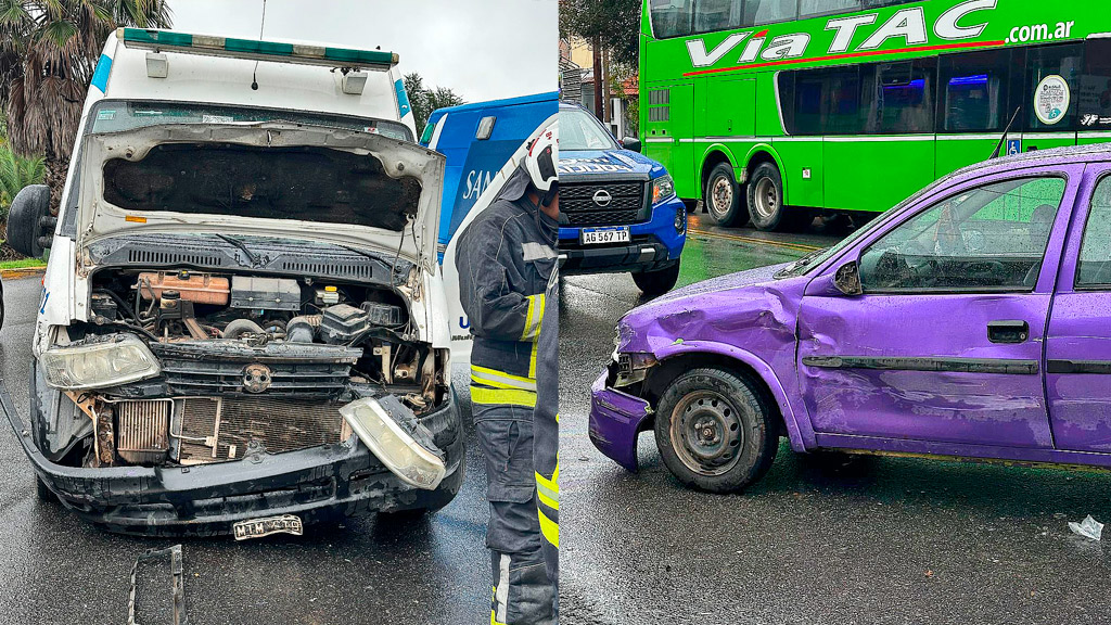 Valle Hermoso: ambulancia habría cruzado en rojo y embistió a un auto