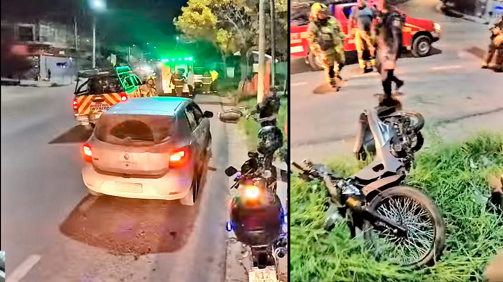 La Falda: accidente auto-moto en curva de la muerte