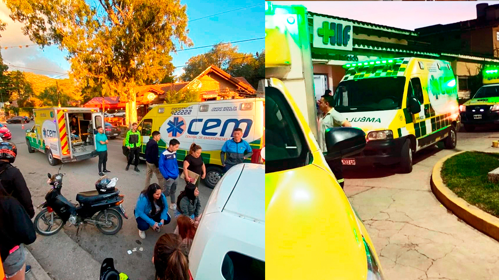 Dos motos chocaron en Villa Edén de La Falda, 4 heridos