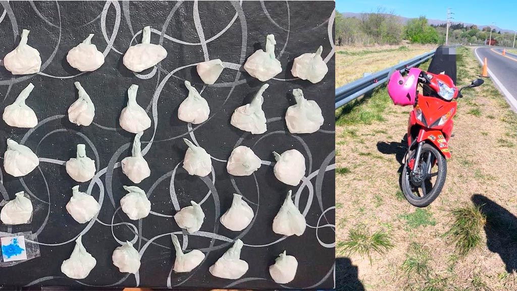 Llevaba 29 envoltorios de cocaína. lo detuvieron en un control de Policía Caminera