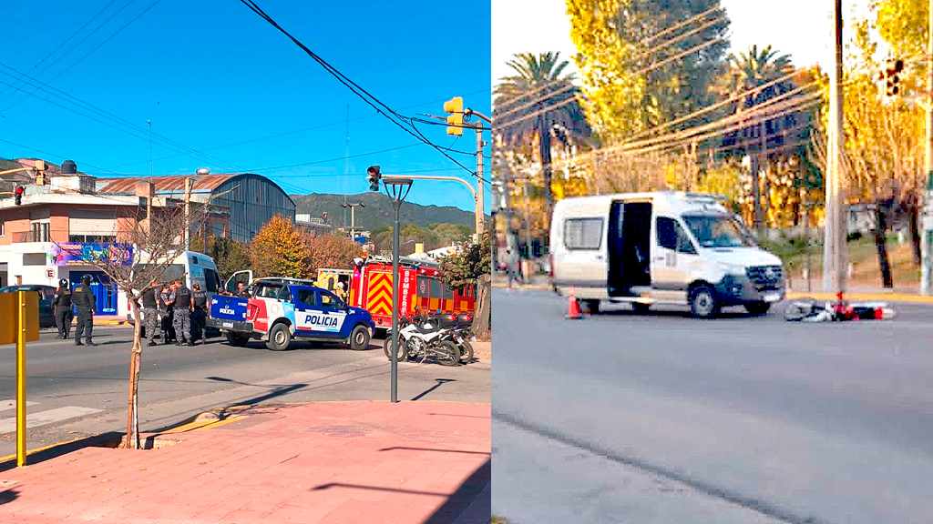 Trasladaban detenidos a Córdoba e impactaron contra una moto en La Falda