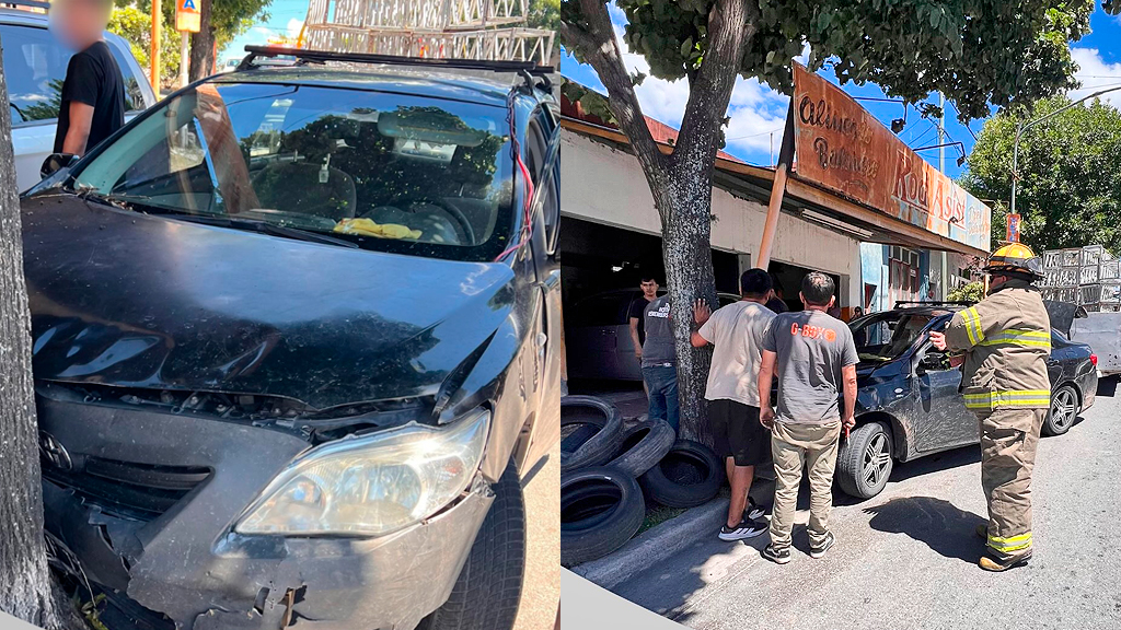 La Falda: un vehículo perdió el control y chocó contra un árbol