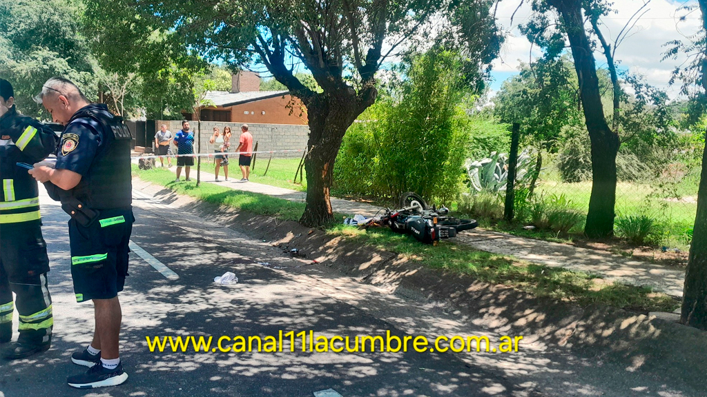 La Cumbre: un joven perdió la vida tras chocar contra un árbol