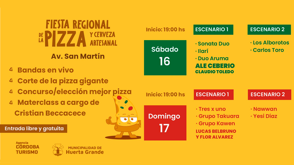 Huerta Grande se prepara la primera Fiesta regional de la Pizza