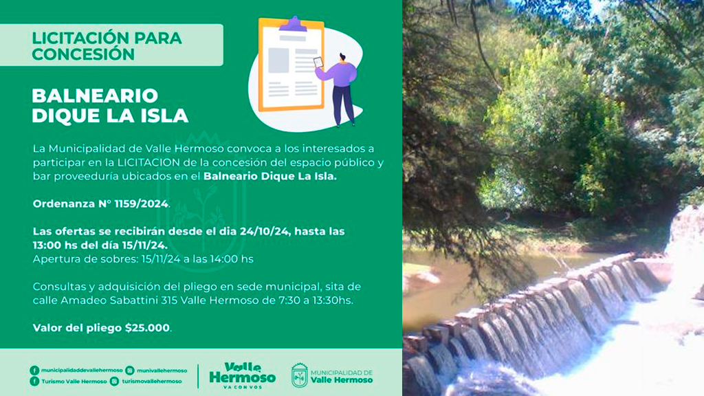 Se abrió la licitación para concesión del balneario dique La Isla