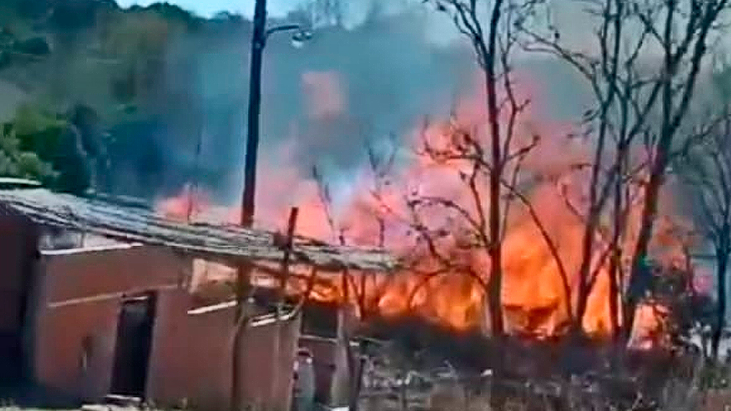 Incendio en predio de depósito temporal de poda en Valle Hermoso