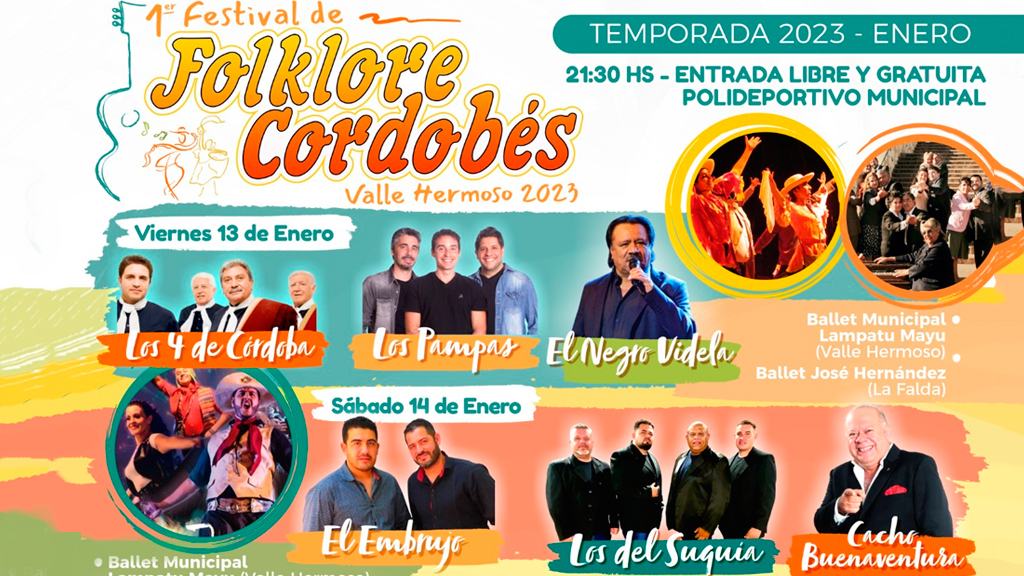 Invitación al Primer festival de Folklore cordobés en Valle Hermoso