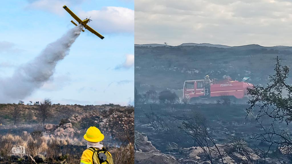 Incendio en los Quimbaletes requirió dotaciones y avión hidrante