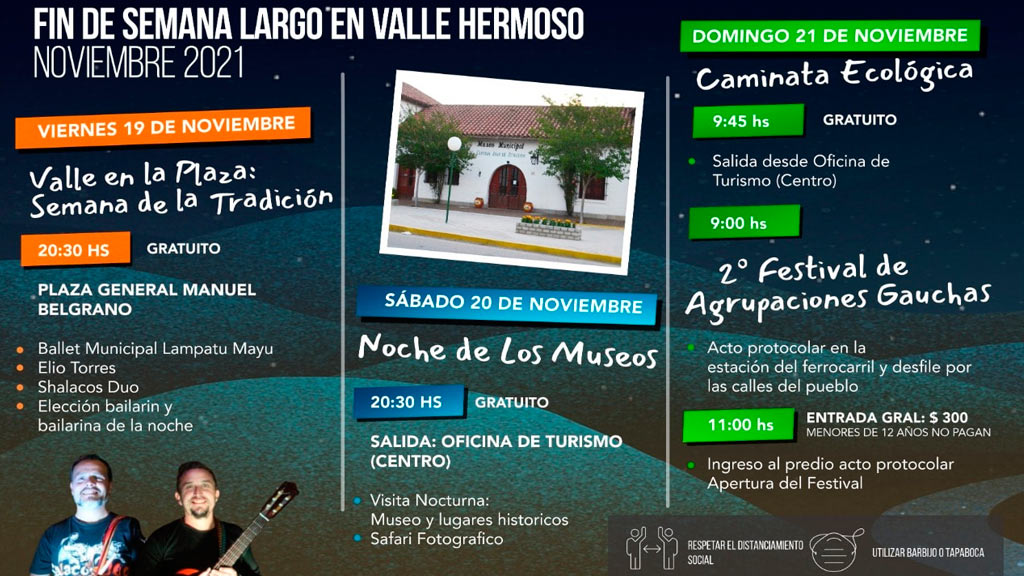 Fin de semana largo: Actividades en Valle Hermoso