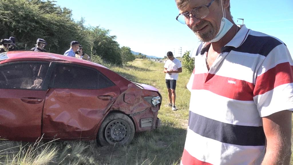 La Cumbre: resultó ileso luego de dar varios tumbos 