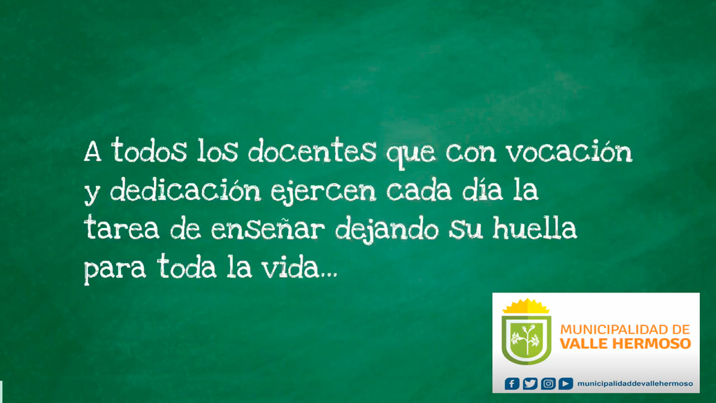 Valle Hermoso: saludo institucional en el Día del Maestro