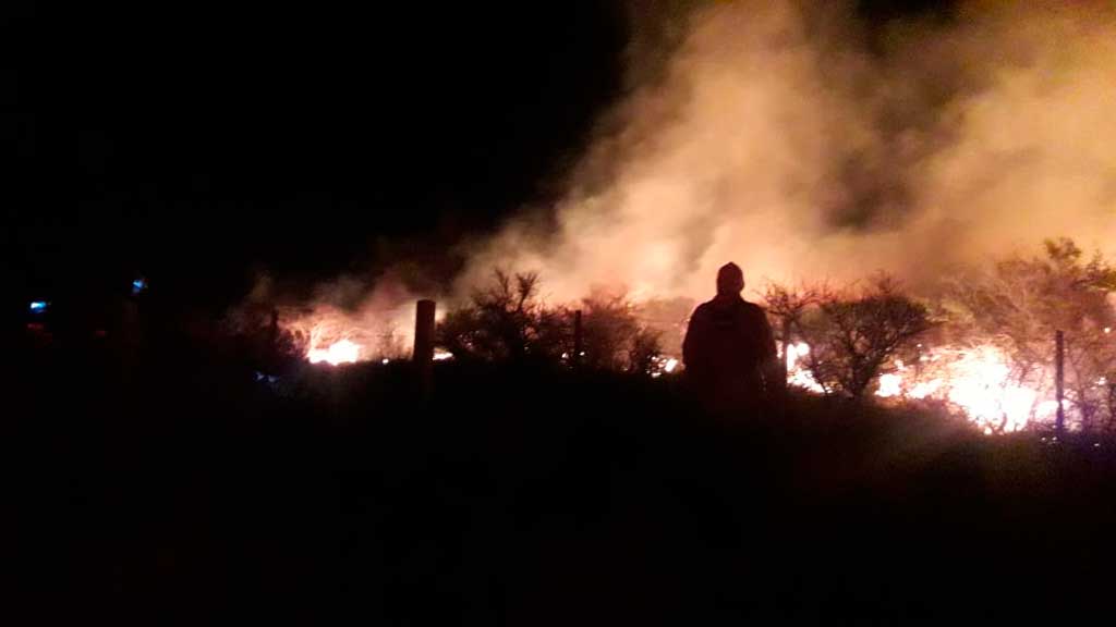 Huerta Grande: incendio en pastizal quemó una cabaña