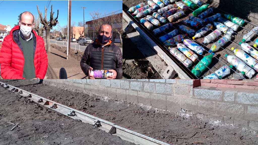 Giardino: Innovadora utilización de botellas plásticas en veredas